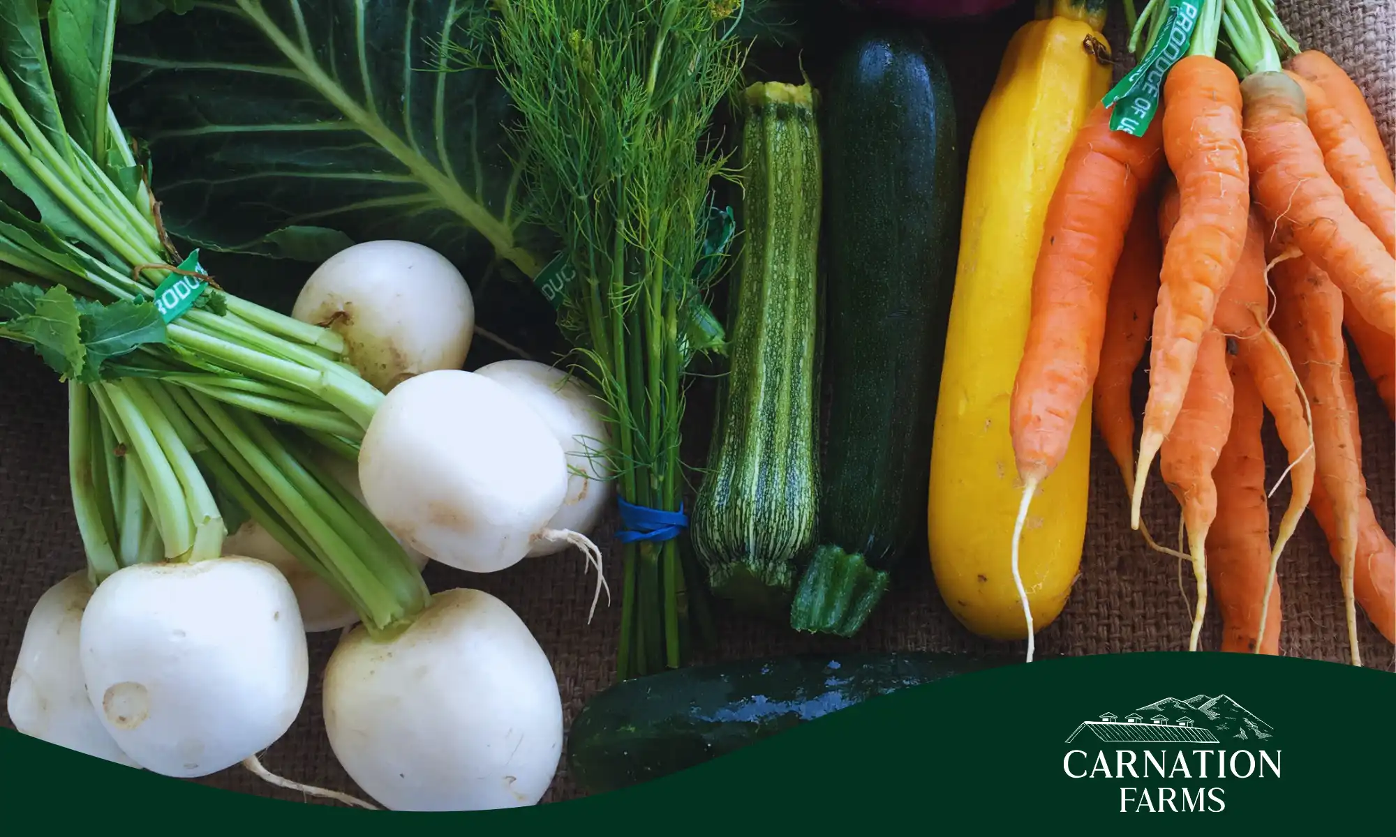 Fresh organic vegetables from Carnation Farms.