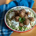 Lamb Meatballs with Spring Pea Couscous