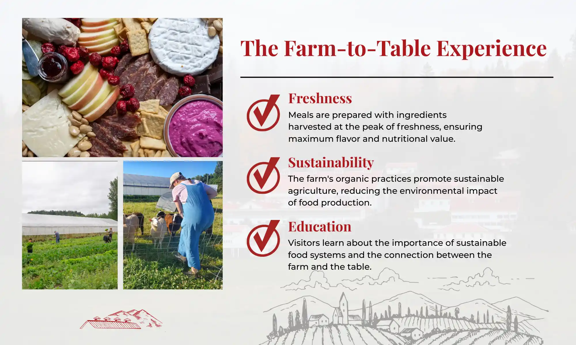 Farm-to-table dining and on-farm experiences at Carnation Farms for a relaxing weekend getaway.