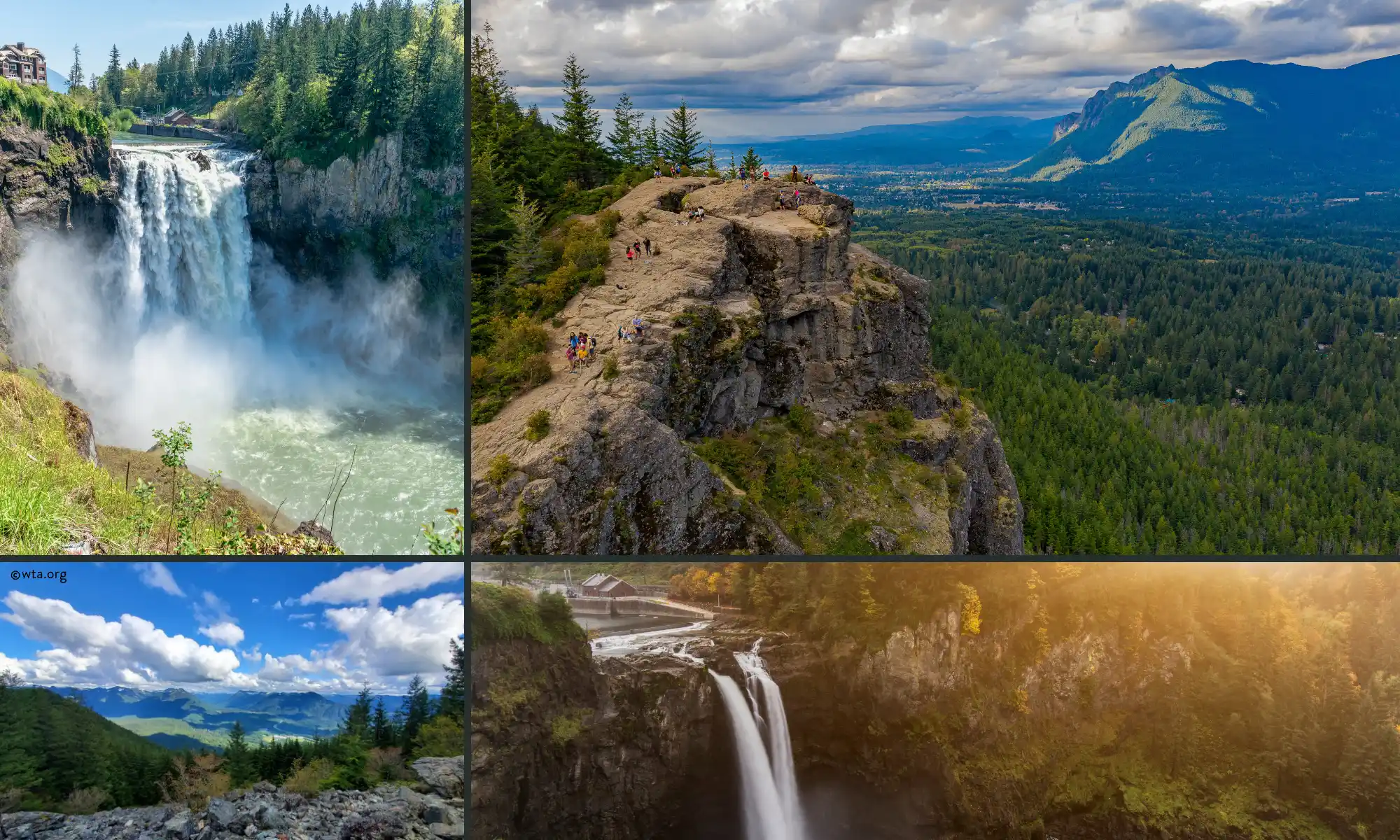 Snoqualmie Valley outdoor destinations including waterfalls and mountain viewpoints.